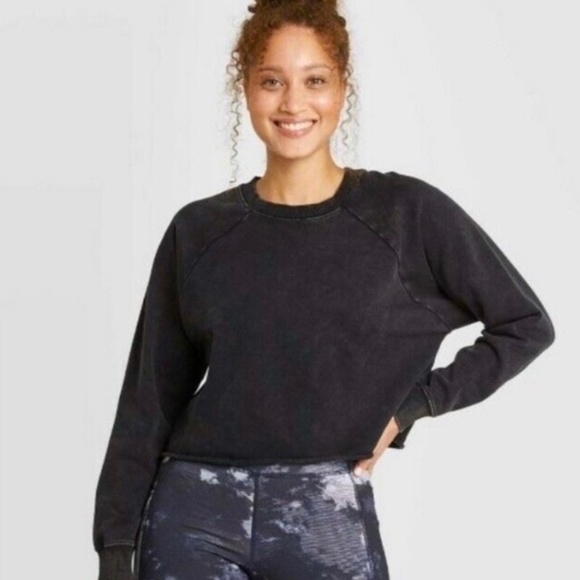JoyLab French Terry Acid Wash Pullover Sweatshirt - Picture 1 of 7